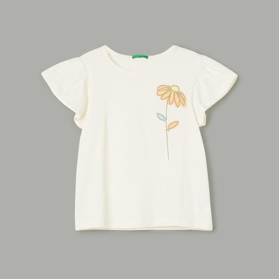 united colors of benetton girls embroidered top