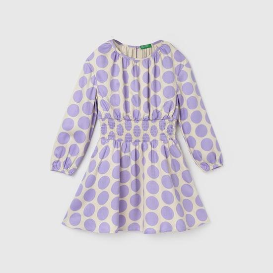 united colors of benetton girls polka-dot fit and flare dress