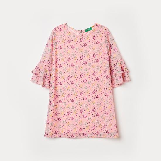 united colors of benetton girls printed a-line dress