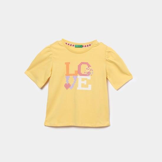 united colors of benetton girls printed round neck top