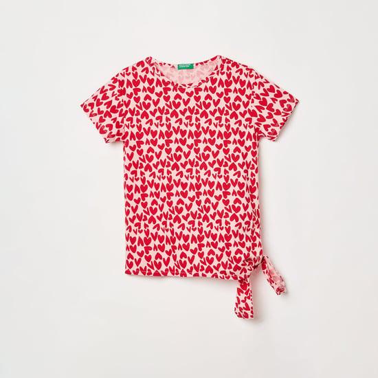 united colors of benetton girls printed round neck top