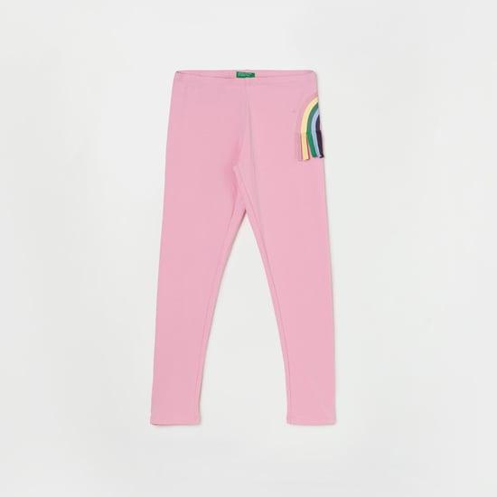 united colors of benetton girls rainbow printed full-length elasticated leggings