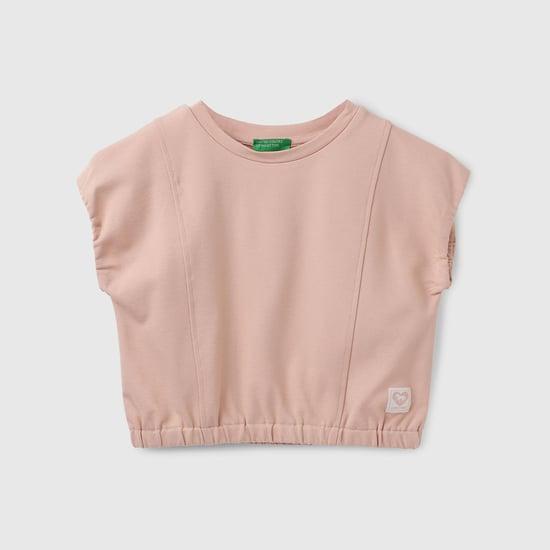 united colors of benetton girls solid elasticated hem top