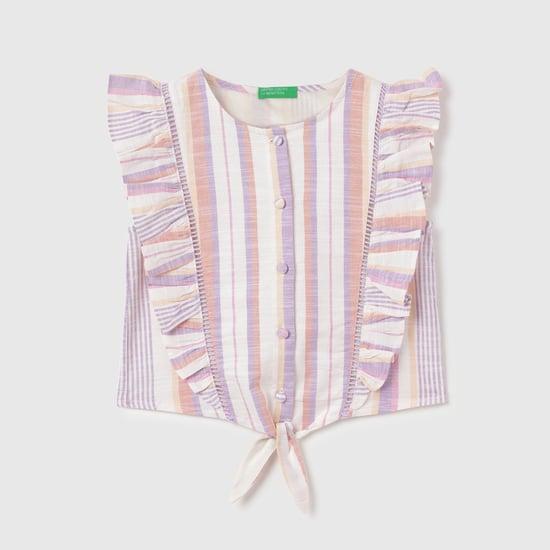 united colors of benetton girls striped round neck top