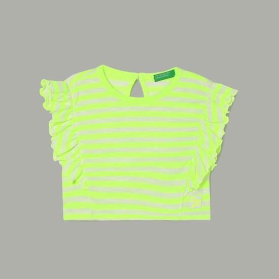 united colors of benetton girls striped ruffle sleeves top