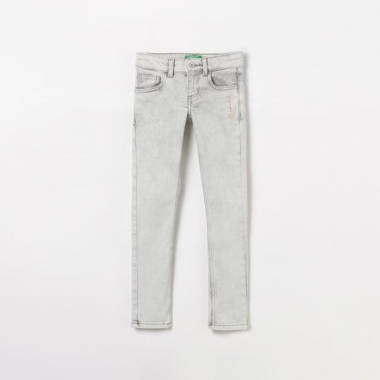 united colors of benetton girls washed slim fit jeans