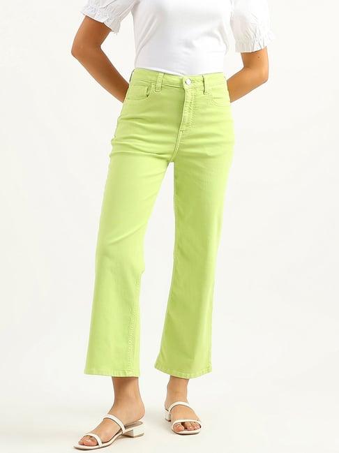 united colors of benetton green high rise jeans