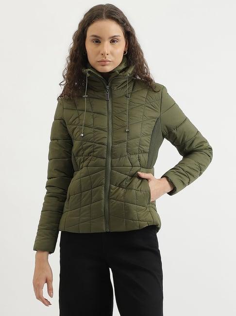 united colors of benetton green regular fit puffer jacket