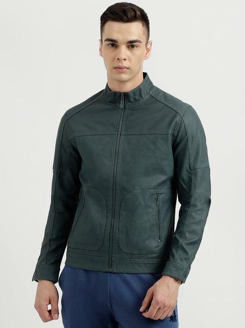 united colors of benetton green regular fit self design jacket