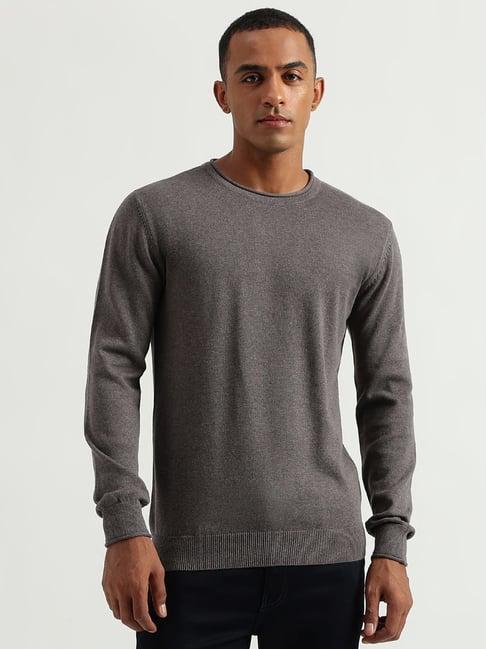 united colors of benetton grey cotton regular fit sweater