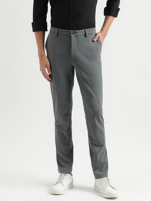 united colors of benetton grey slim fit flat front trousers