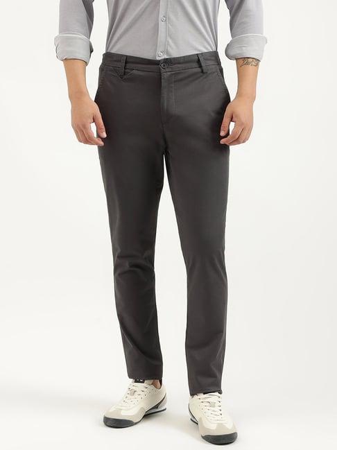 united colors of benetton grey slim fit flat front trousers