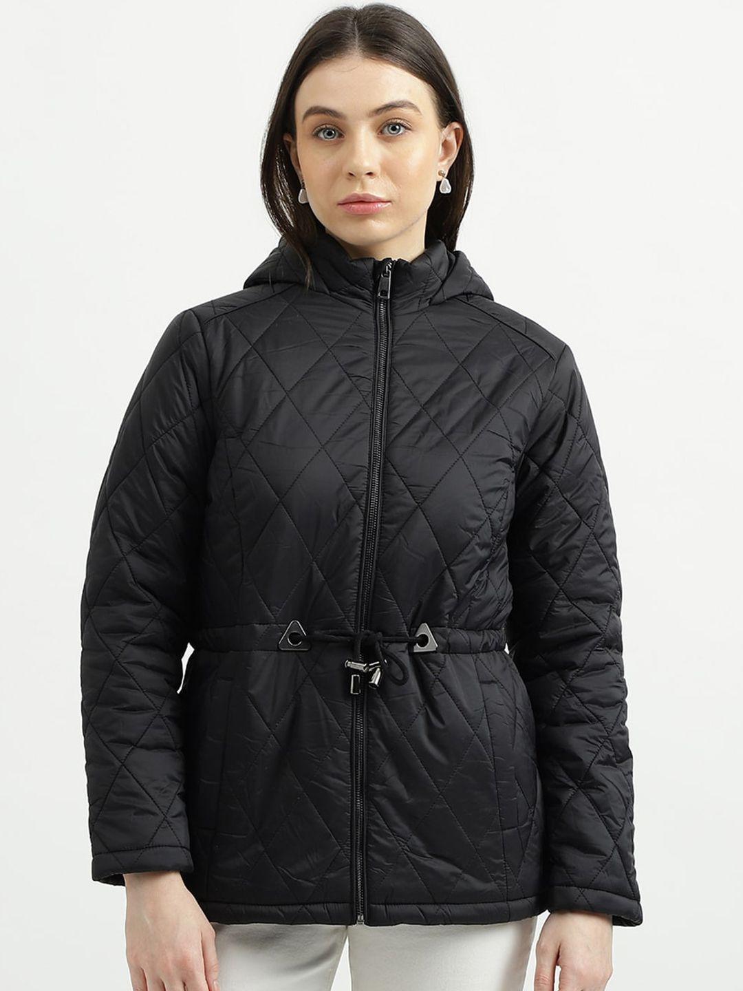 united colors of benetton hooded longline quilted jacket