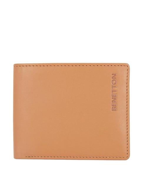 united colors of benetton justino tan casual leather bi-fold wallet for men