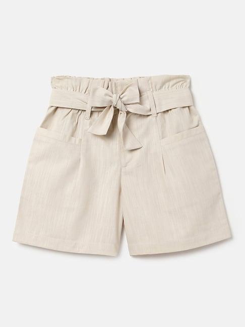 united colors of benetton kids beige solid shorts