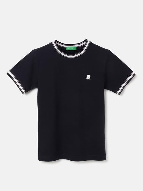 united colors of benetton kids black solid t-shirt