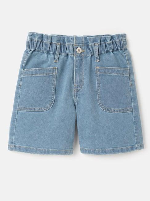 united colors of benetton kids blue solid shorts