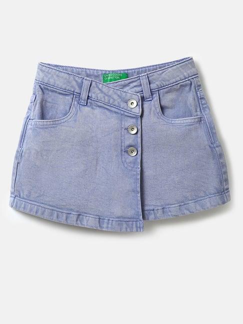 united colors of benetton kids blue solid skirt