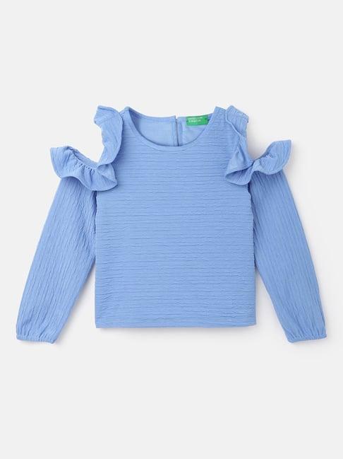united colors of benetton kids blue solid top