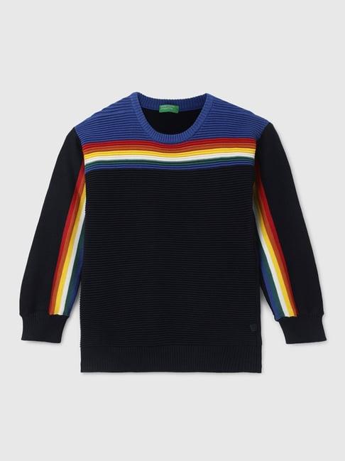 united colors of benetton kids boy's regular fit crew neck striped sweater