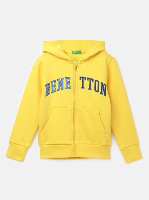 united colors of benetton kids boy's regular fit hooded neck printed sweatshirt