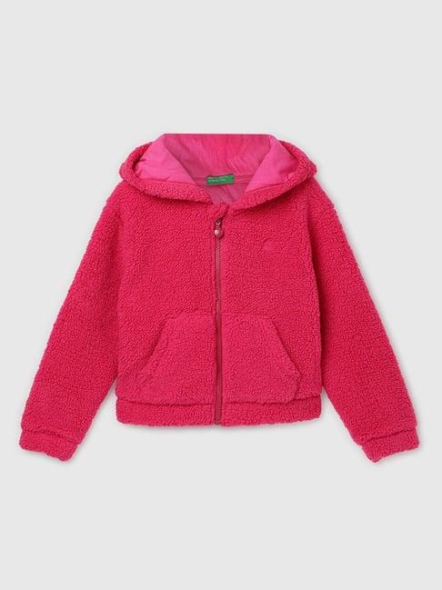united colors of benetton kids girl's regular fit hooded neck solid sweatshirt