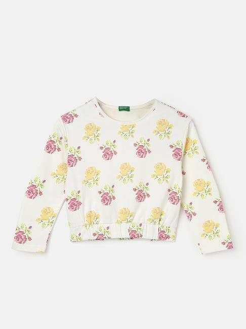 united colors of benetton kids girl's regular fit round neck floral tops