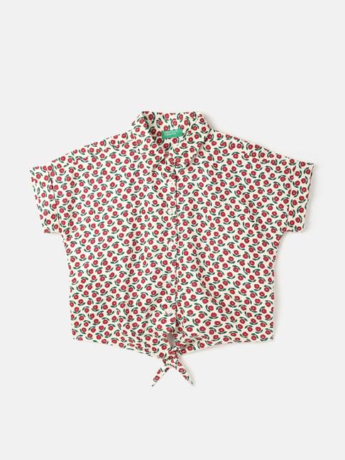 united colors of benetton kids girl's regular fit spread collar floral tops