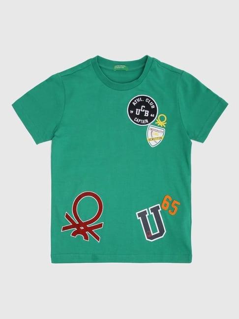 united colors of benetton kids green cotton printed t-shirt