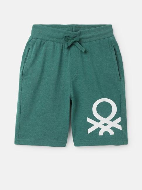 united colors of benetton kids green solid shorts