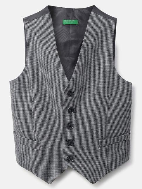 united colors of benetton kids grey chequered waistcoat