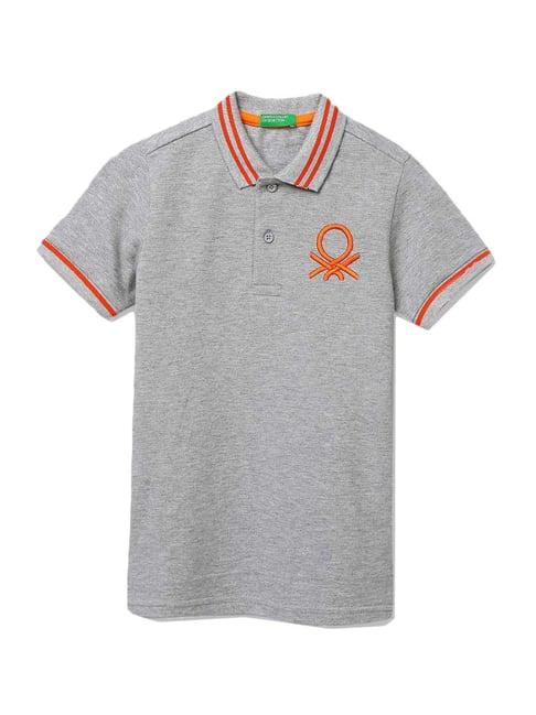 united colors of benetton kids grey cotton polo t-shirt