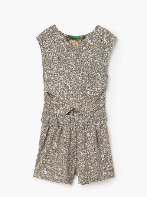 united colors of benetton kids grey floral print playsuit
