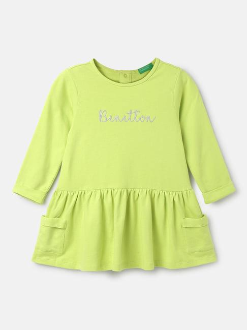 united colors of benetton kids lime green solid full sleeves dress