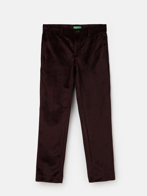 united colors of benetton kids maroon textured trousers