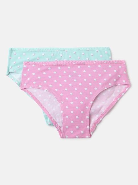 united colors of benetton kids mint green & pink printed panties (pack of 2)
