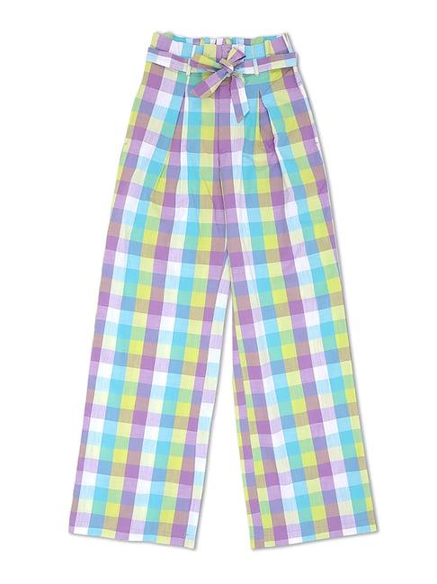 united colors of benetton kids multicolor checks trousers