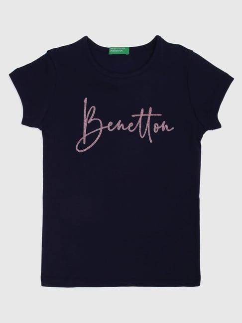 united colors of benetton kids navy cotton printed t-shirt