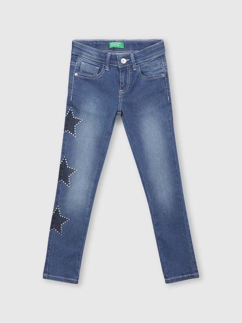 united colors of benetton kids navy embellished jeans