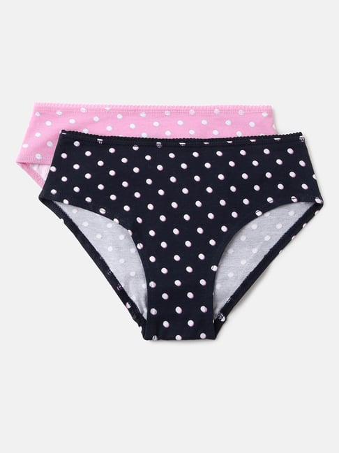 united colors of benetton kids pink & navy printed panties (pack of 2)