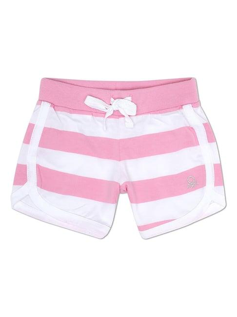 united colors of benetton kids pink & white striped shorts