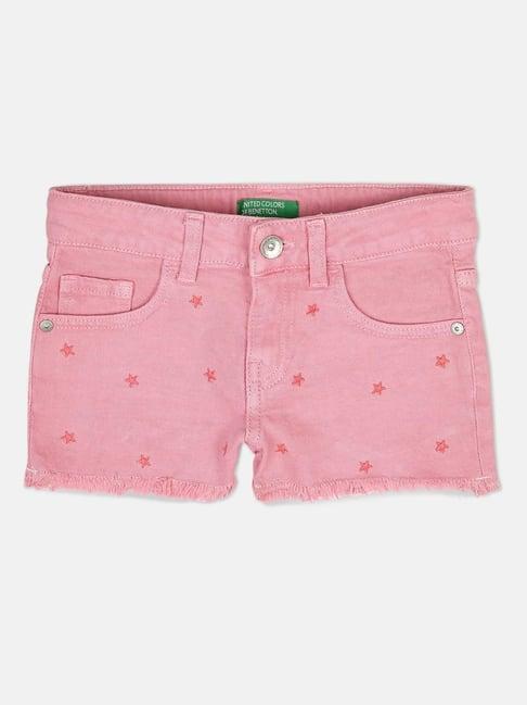 united colors of benetton kids pink embroidered shorts