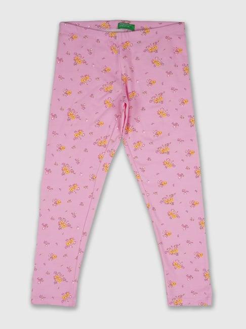 united colors of benetton kids pink printed leggings