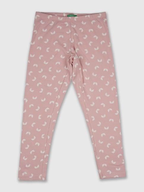 united colors of benetton kids pink printed leggings