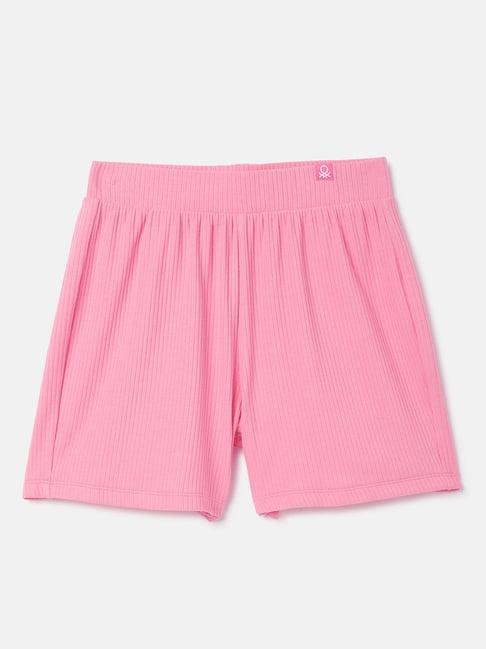 united colors of benetton kids pink solid shorts