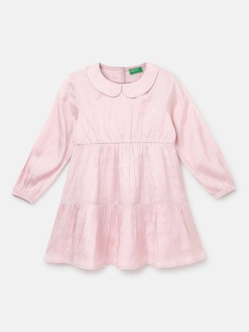 united colors of benetton kids pink textured a-line dress