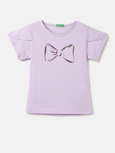 united colors of benetton kids purple embellished t-shirt