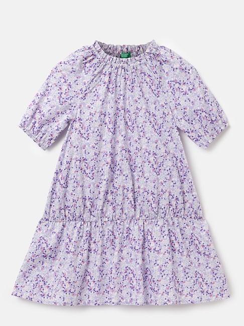 united colors of benetton kids purple floral print dress