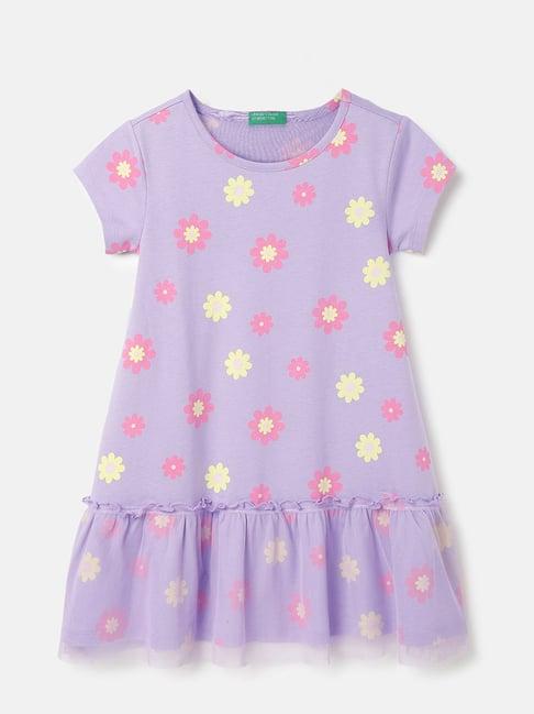 united colors of benetton kids purple floral print dress