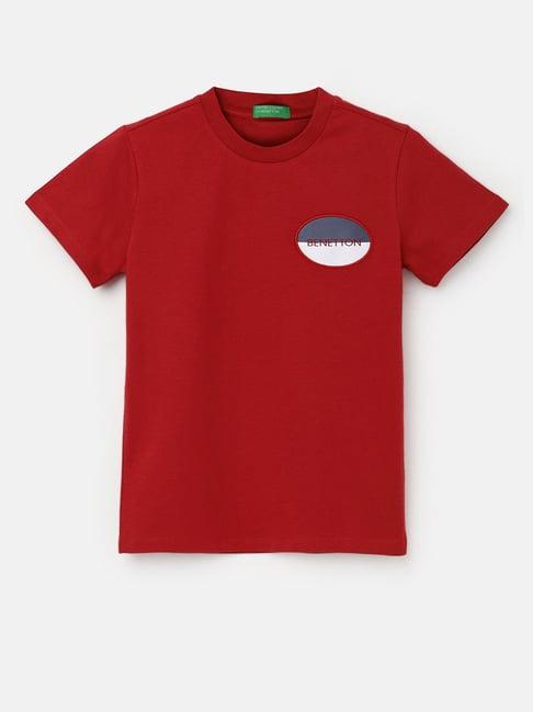 united colors of benetton kids red solid t-shirt